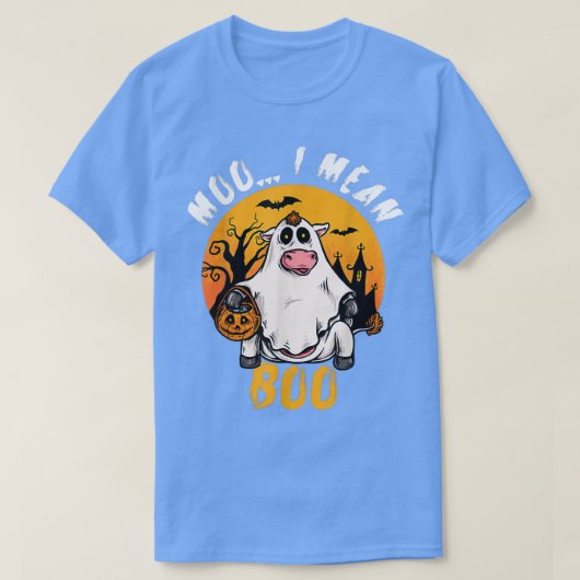 Funny Halloween Cow Moo I Mean Boo Pumpkin Farmer  Tシャツ (デザイン正面)