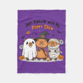 Funny Halloween Cute Capybara “Cappy Crew” Cartoon フリースブランケット (正面)