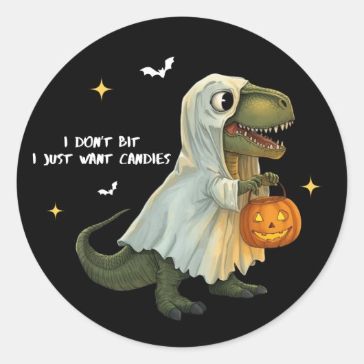 Funny Halloween Dinosaur Sticker ラウンドシール (正面)