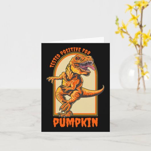 Funny Halloween Dinosaur Tested Positive For Pumpk カード (黄色い花)