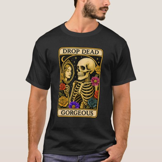 Funny Halloween Drop Dead Gorgeous Spooky Skeleton Tシャツ (正面)