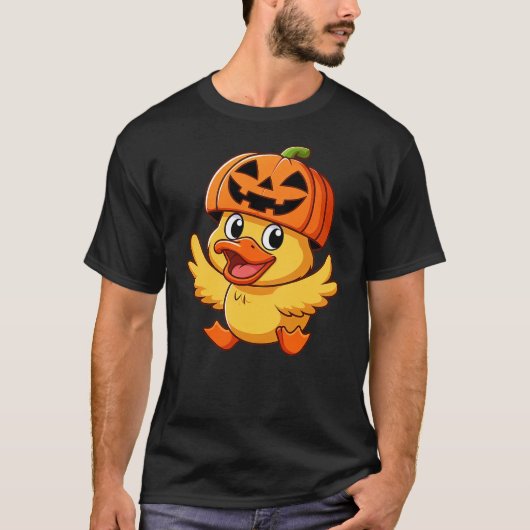 Funny Halloween Duck Pumpkin Cartoon Hat Tシャツ (正面)
