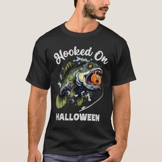 Funny Halloween Fishing Boys Mens Zombie B Fish Pu Tシャツ (正面)