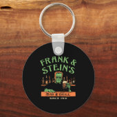 Funny Halloween Frank And Stein's Bar Grill  キーホルダー (正面)