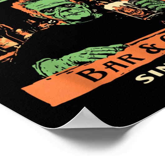 Funny Halloween Frank And Stein's Bar Grill  ポスター (角)