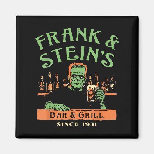 Funny Halloween Frank And Stein's Bar Grill  マグネット (正面)