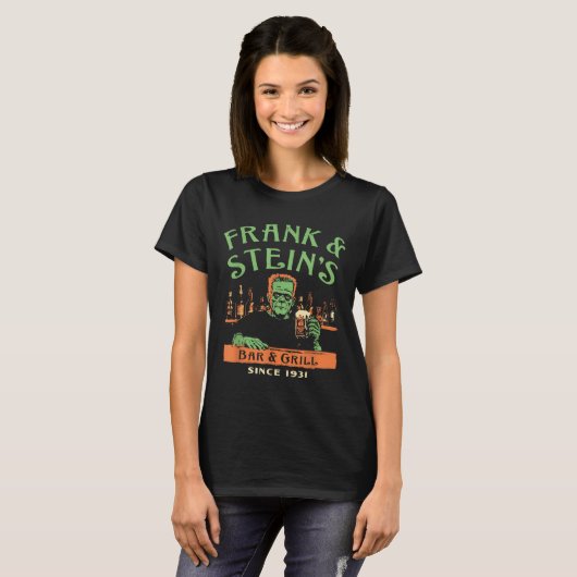 Funny Halloween Frank And Stein's Bar Grill  Tシャツ (正面フル)