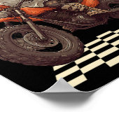 Funny Halloween Ghost Biker On Motorcycle  ポスター (角)