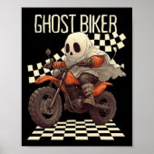 Funny Halloween Ghost Biker On Motorcycle  ポスター (正面)