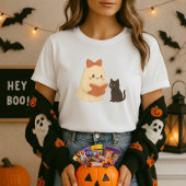 Funny Halloween Ghost Cat Reading Tシャツ
