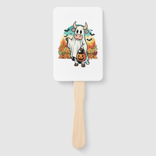 Funny Halloween Ghost Cow ハンドファン (正面)