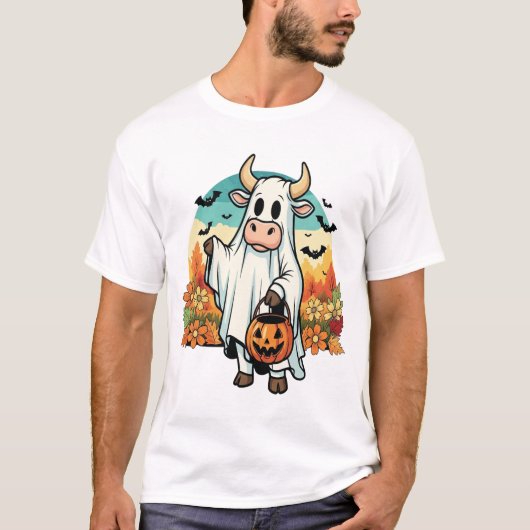 Funny Halloween Ghost Cow Tシャツ (正面)