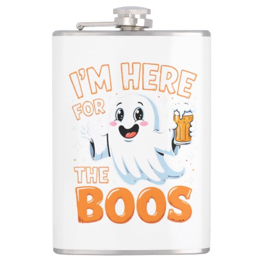Funny Halloween Ghost Design – "I’m Here for the B フラスク (正面)
