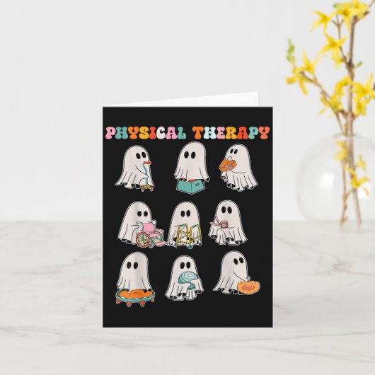 Funny Halloween Ghost Physical Therapy Pt Physical カード (黄色い花)