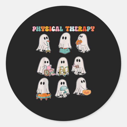 Funny Halloween Ghost Physical Therapy Pt Physical ラウンドシール (正面)