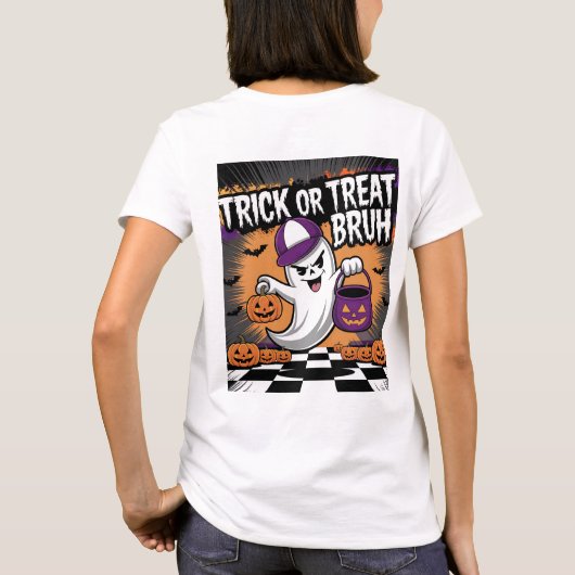 Funny Halloween Ghost & Pumpkins Tシャツ (裏面)