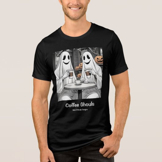 Funny Halloween Ghosts Coffee Tshirt トライブレンドＴシャツ (正面)