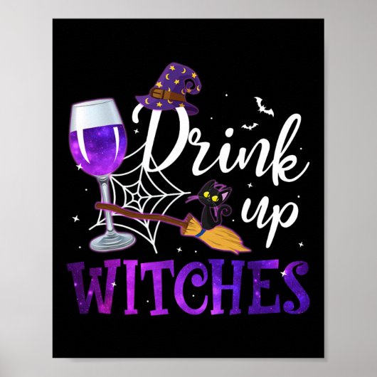 Funny Halloween Hat Drink Up Witches Funny Drink U ポスター (正面)