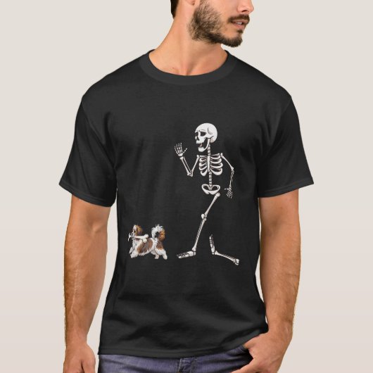 Funny Halloween Havanese And Skeleton Tシャツ (正面)