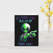 Funny Halloween I'm Not An Alien, You Are  カード (黄色い花)