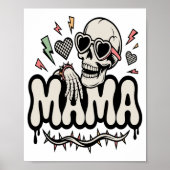 Funny Halloween Mama Cool Skull ポスター (正面)