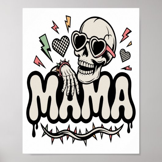 Funny Halloween Mama Cool Skull ポスター (正面)