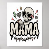 Funny Halloween Mama Cool Skull ポスター (正面)