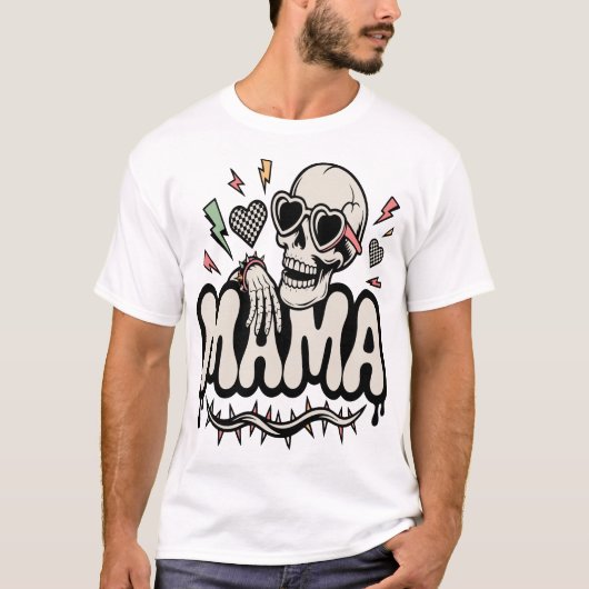 Funny Halloween Mama Cool Skull Tシャツ (正面)