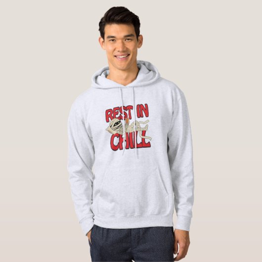 Funny Halloween Mummy "Rest In Chill" Graphic Whit パーカ (正面フル)