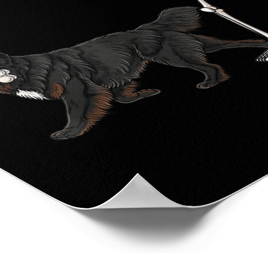 Funny Halloween Newfoundland And Skeleton  ポスター (角)