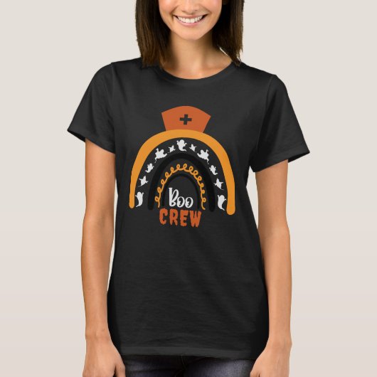funny halloween nurse, boo boo crew, ghost nurse tシャツ (正面)