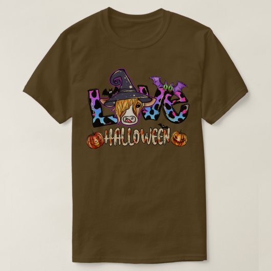 Funny Halloween On The Farm Heifer Cute Cow With W Tシャツ (デザイン正面)