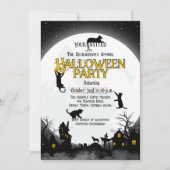 Funny Halloween Party Black and White  招待状 (正面)