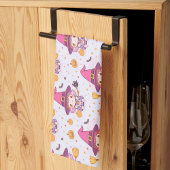 Funny Halloween Pattern with Pumpkins and witch キッチンタオル