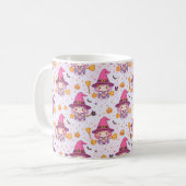 Funny Halloween Pattern with Pumpkins and witch  コーヒーマグカップ (正面左)