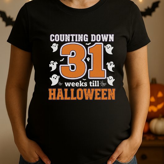 Funny Halloween Pregnancy Tee; 31 Weeks Countdown  Tシャツ