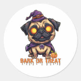 Funny Halloween Pug  ラウンドシール