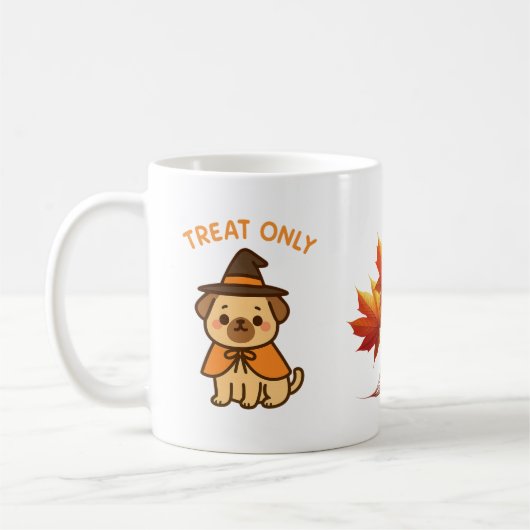 Funny Halloween Pug Witch Coffee Mug コーヒーマグカップ (左)