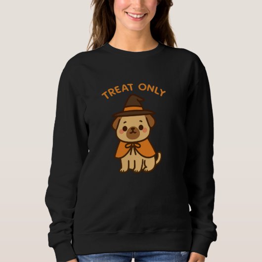 Funny Halloween Pug Witch Women's Sweatshirt スウェットシャツ (正面)
