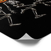 Funny Halloween Pumpkin Dancing Skeleton Costume W ポスター (角)