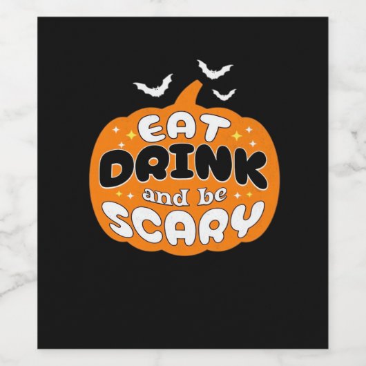 Funny Halloween Pumpkin Eat Drink And Be Scary Ess ワインラベル (シングルラベル)