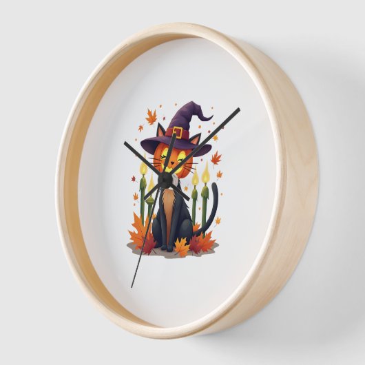 Funny Halloween Pumpkin Head Cat Lover 壁時計 (傾斜)