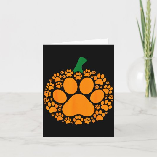 Funny Halloween Pumpkin Paw Print Dog Lover Cat  カード (正面)