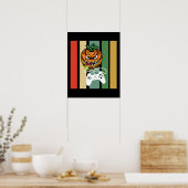 Funny Halloween Pumpkin Video Gamer Scary Pumpkin ポスター (キッチン)