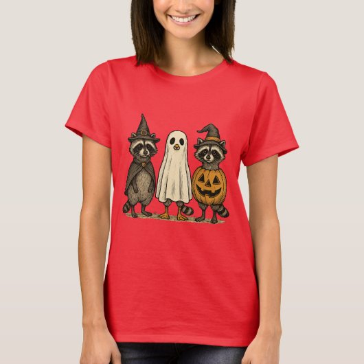Funny Halloween Raccoon cute boo Tシャツ (正面)