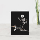 Funny Halloween Rat Terrier And Skeleton  カード (正面)