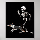Funny Halloween Rat Terrier And Skeleton ポスター (正面)