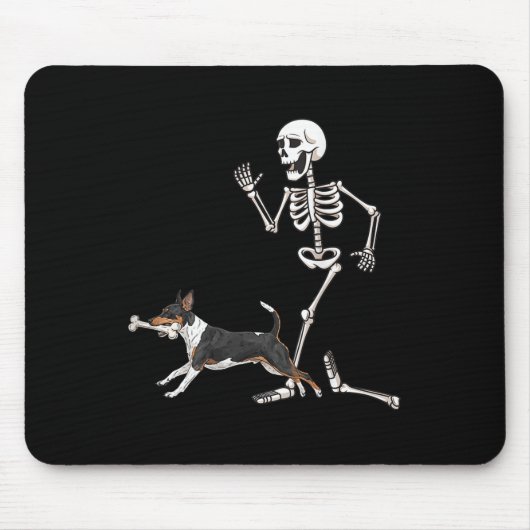 Funny Halloween Rat Terrier And Skeleton  マウスパッド (正面)