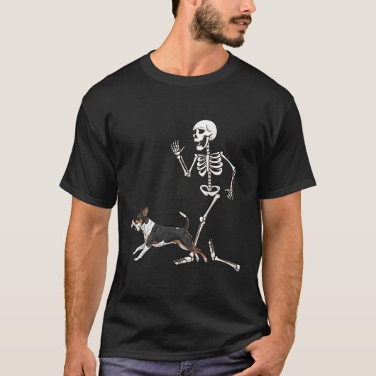 Funny Halloween Rat Terrier And Skeleton  Tシャツ (正面)