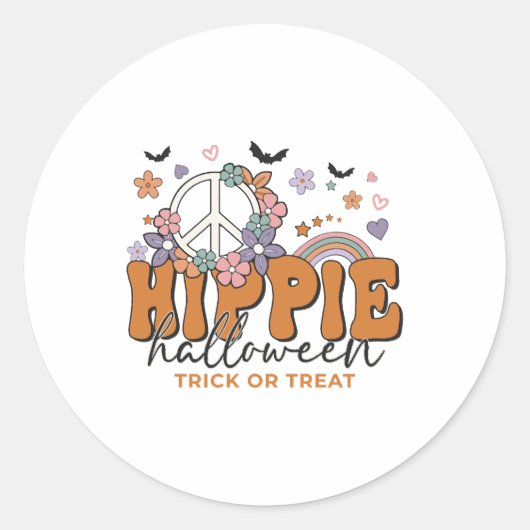 Funny Halloween saying Hippie Halloween ラウンドシール (正面)